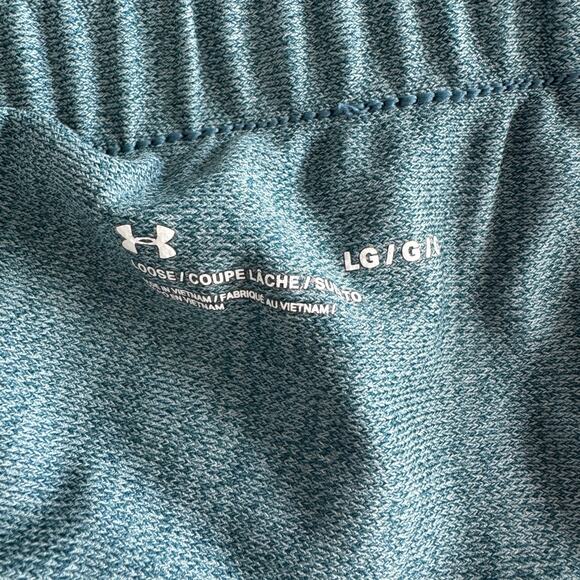 Under Armour Large Play Up 3.0 Twist Shorts Loose Fit Pockets Stretch Teal Women - Picture 4 of 5